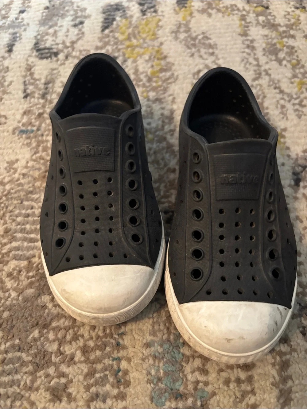 Native Kids Black Slip-On Water Shoes with White Toe - size little kid 9